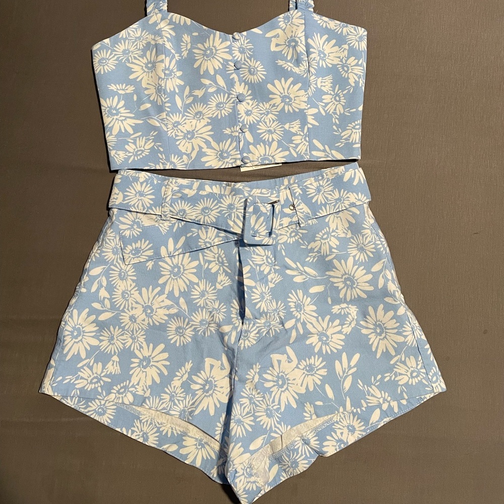 Zara high rise daisy shorts & crop top